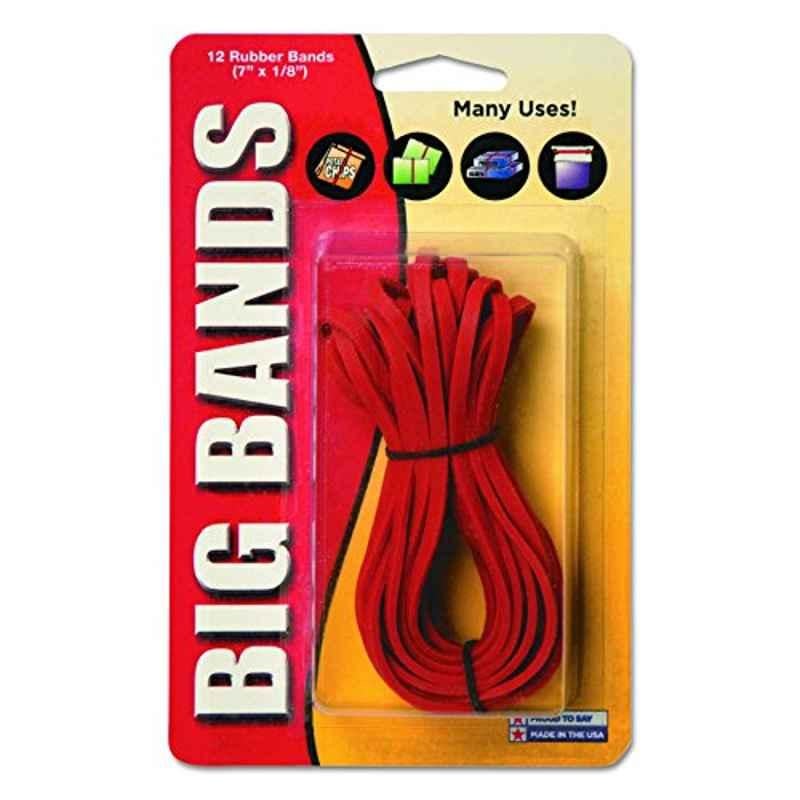 Alliance 12Pcs 7x1/8 inch Red Big Rubber Bands, 00700
