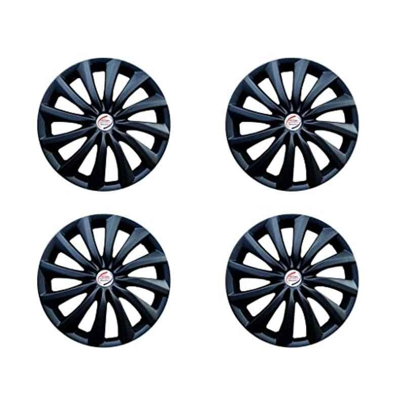 Auto Pearl 4 Pcs 13 inch Black ABS Press Type Hubcap Wheel Cover Set with Retention Ring for All Cars AWC04