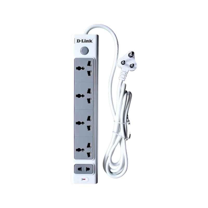 D-Link 1500W 4+1 Grey Universal Socket Power Strip Extension Board with 2m Heavy-Duty Copper Cable, DPA-F431