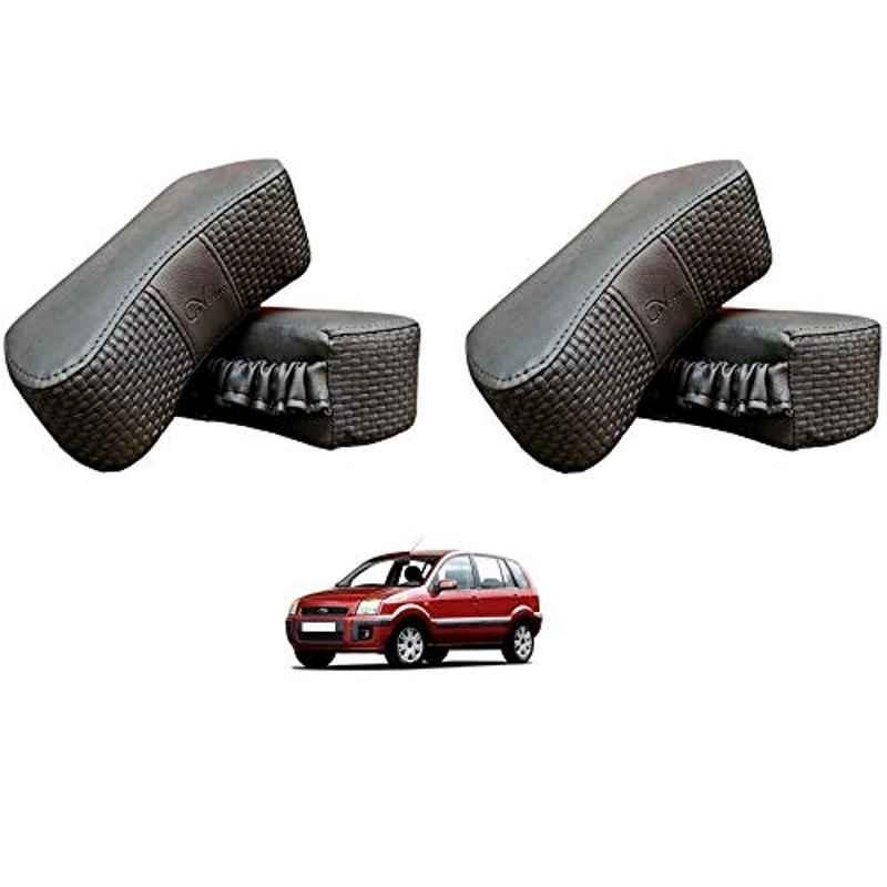 Kozdiko 4 Pcs CV Designer Grey Leatherite Neck Rest Car Cushion Pillow Set for Ford Fusion