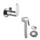 ZAP Health Faucet with Stainless Steel Tube, Wall Hook & Opel Wall Mounted Angle Valve Combo