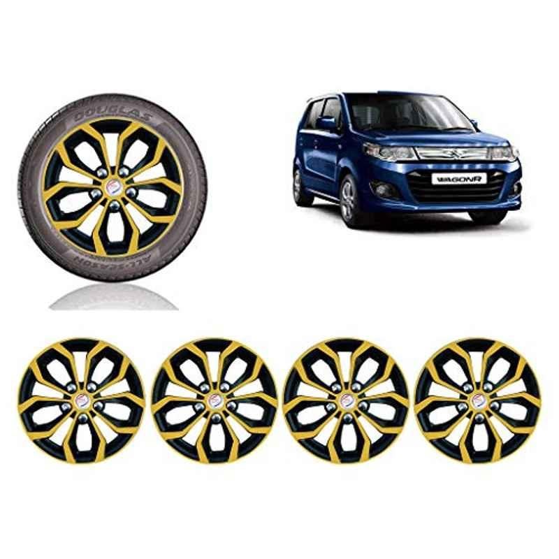 Auto Pearl 4 Pcs 13 inch ABS Golden & Black Car Wheel Cover Set for Maruti Suzuki WagonR 2017