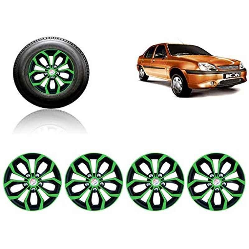Auto Pearl 4 Pcs 13 inch ABS Green & Black Car Wheel Cover Set for Ford Ikon