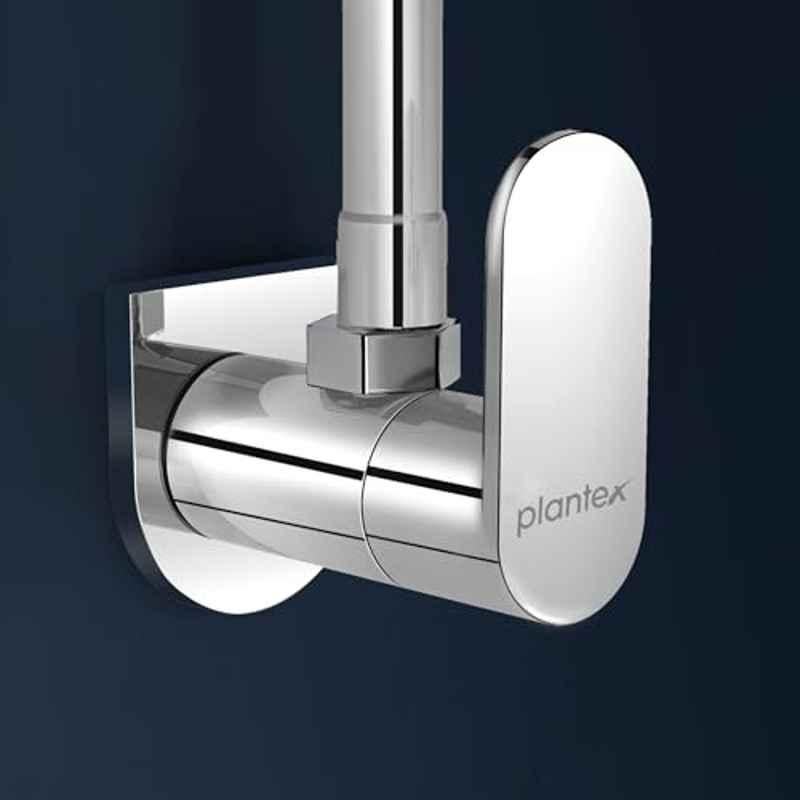 Plantex Pure Brass Chrome Finish Angle Valve for Bathroom/Angle Cocke with Wall Flange and Teflon Tape, ORN-205