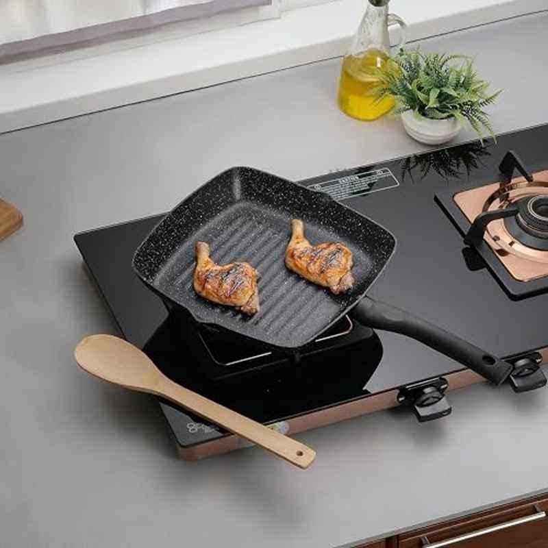 Cookaid Neo Glide 24cm Aluminium Black Non Stick PTFE Coated Grill Pan, CKD-NS-GP24-21