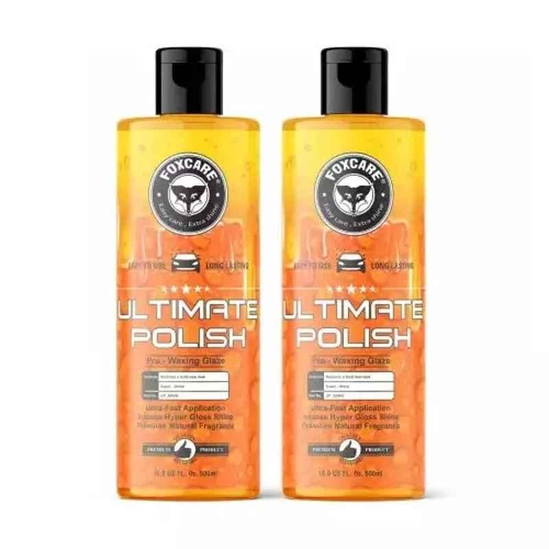 Foxcare Dashboard, Tyres, Leather, Metal Parts, Chrome Accent, Headlight Liquid Cars 1000 Ml Liquid Car Polish (Pack of 2)