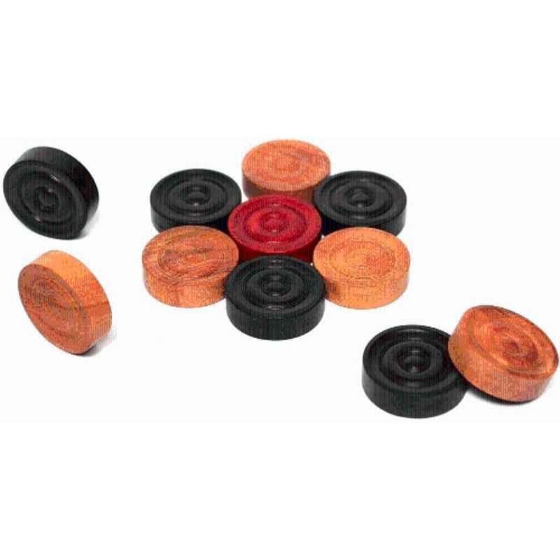 QUIT-X 3.18cm Beige & Black Heavy Duty Tournament Quality Carrom Coins (Pack of 24)