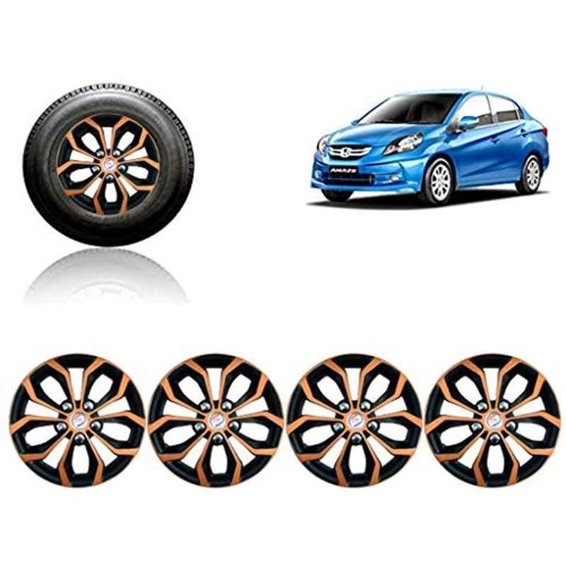 Auto Pearl 4 Pcs 14 inch ABS Black & Copper Car Wheel Cover Se for Honda Amaze Type1
