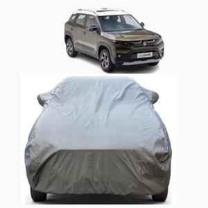 Aarex Auto Polyester Grey 100% Waterproof Car Cover with Mirror Pocket, Triple Stitched, Full Body Protection, Scratchproof & Dustproof for Maruti Suzuki Brezza