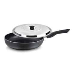 Atalso 260mm Aluminium Round Non Stick Fry Pan with Lid, AG99004 (Pack of 3)