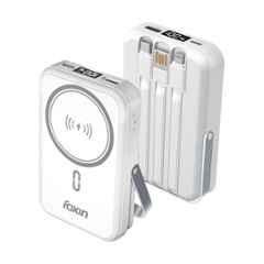 Foxin Mag Pro 22.5W 10000mAh White Magnetic Wireless Power Bank with Metal Stand & 6 Months Warranty, FPB-153 POLY