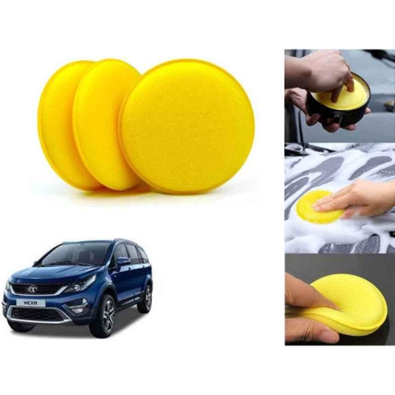 Auto Pearl Polyurethane Beige Washing & Waxing Polish Foam Sponge for Hexa 2017-2020 (Pack of 3)