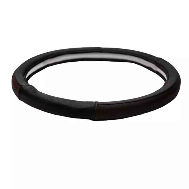 Cipher Leather Black Sporty Look Steering Wheel Cover, Size: Small