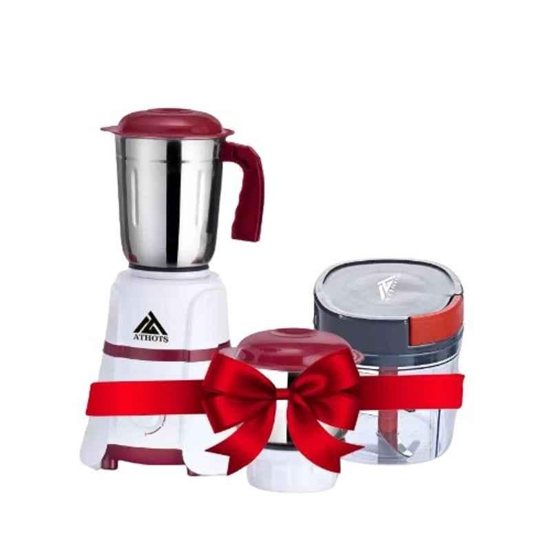 Athots Hardy 550W ABS Light Brown & White Copper Motor Mixer Grinder with 2 Jars & 1L Handy Chopper Combo