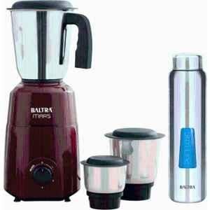 Baltra Mars 550W ABS Maroon & Black Mixer Grinder with 1000ml Stainless Steel Bottle & 3 Jars, BMG-220