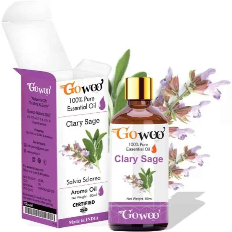 GoWoo 50ml Virgin & Undiluted Clary Sage Oil for Skin Care & Hair, GoWoo-P-125