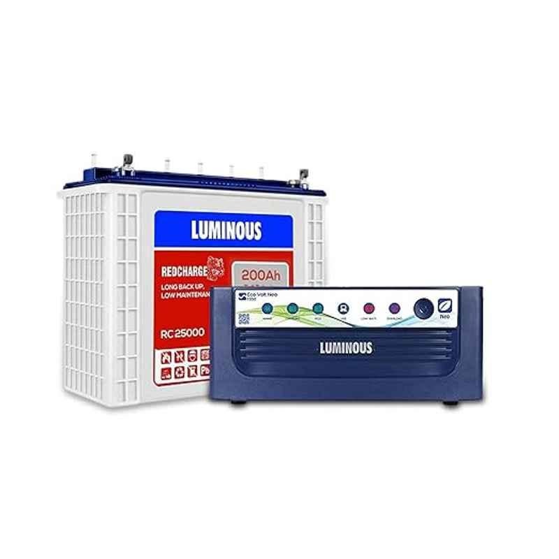 Luminous Eco Volt Neo 1550 1400VA Pure Sinewave Inverter & RC 25000 200Ah  Battery Combo