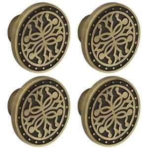 Plantex Knobs for Drawer/Round Drawer Knobs/Knobs for Cabinets/Pull-Push Knobs for Kitchen/Bedroom Drawer (Pack of 4) DTK-301, Antique Brass