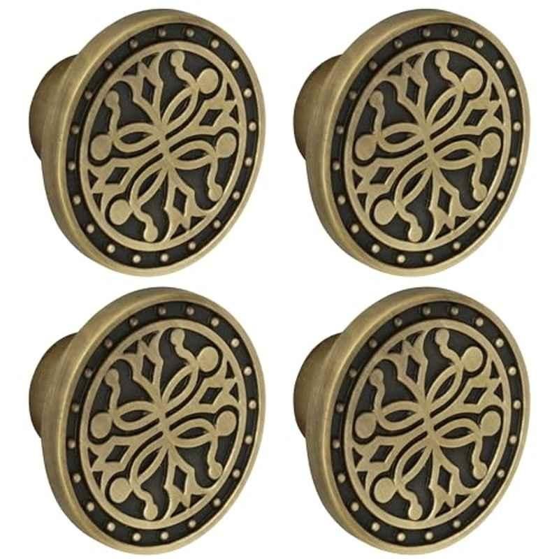 Plantex Knobs for Drawer/Round Drawer Knobs/Knobs for Cabinets/Pull-Push Knobs for Kitchen/Bedroom Drawer (Pack of 4) DTK-301, Antique Brass