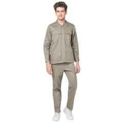 French Terrain 200 GSM 100% Cotton Grey Industrial Work Wear Jacket & Pant Set for Men, Size: S (36 cm)