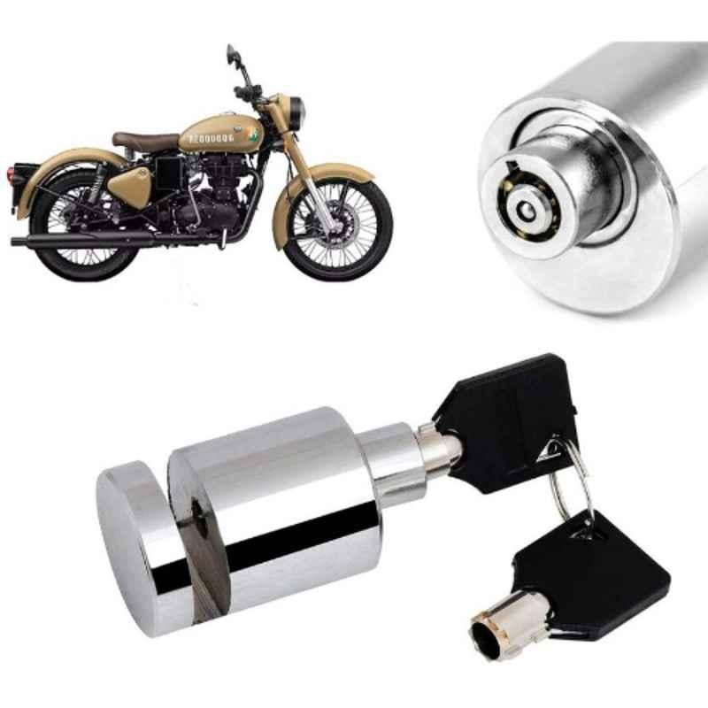 Auto Pearl Stainless Steel Silver Heavy Duty Anti Theft Motorcycle Disc Brake Lock, Lock-370