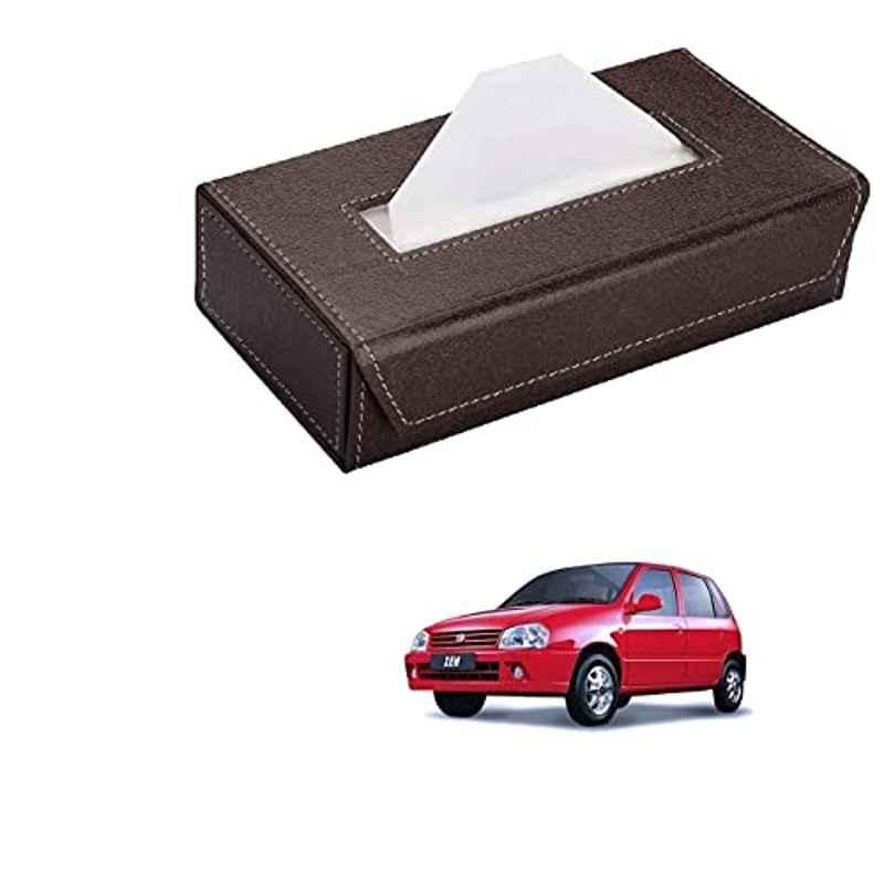 Kozdiko 100 Pulls PU Leather Brown Car Tissue Paper Box with 200 Sheets for Maruti Suzuki Zen