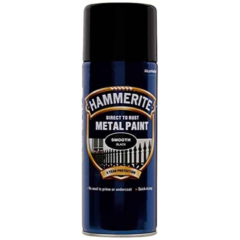Hammerite 400ml Smooth Black Glossy Finish Aerosol Spray Paint