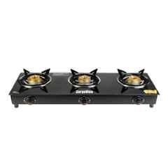 Suryaviva Photon 3 Burner Cast Iron Toughened Glass Top Gas Stove with Hose Pipe & Lighter, SVPLH03