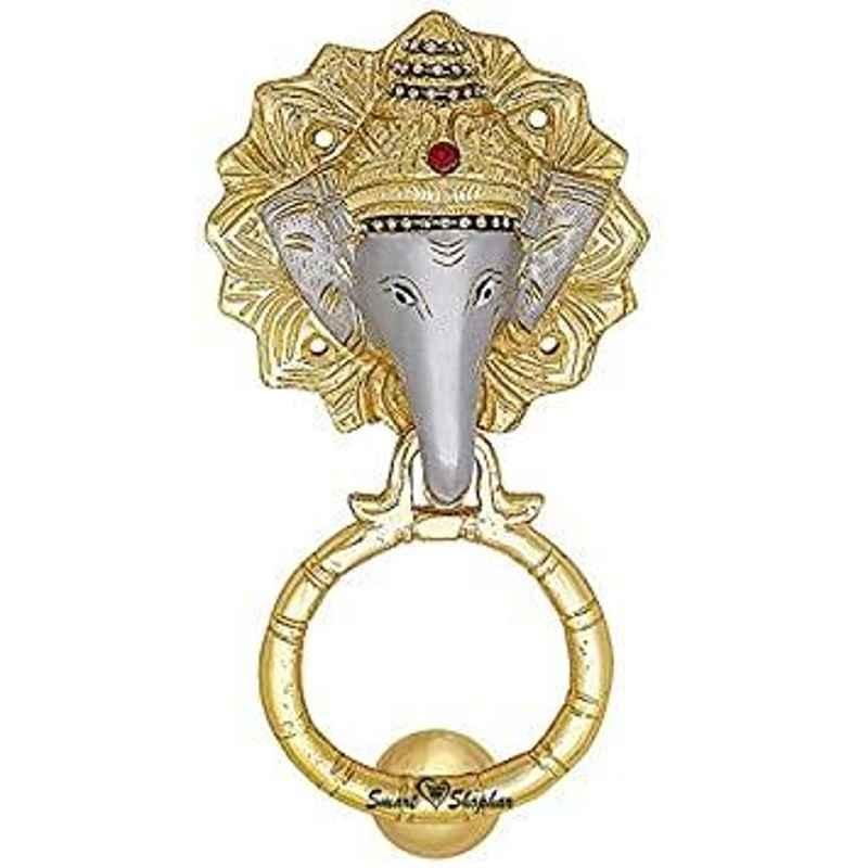 Smart Shophar 7 inch Brass Gold Silver Elephant Door Knocker, SHA10DK-ELPH-GS07-P1