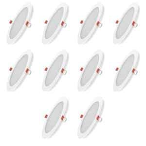 Fybros Faro 12W Polycarbonate Warm White Round LED Panel Light, FLS5059J (Pack of 10)