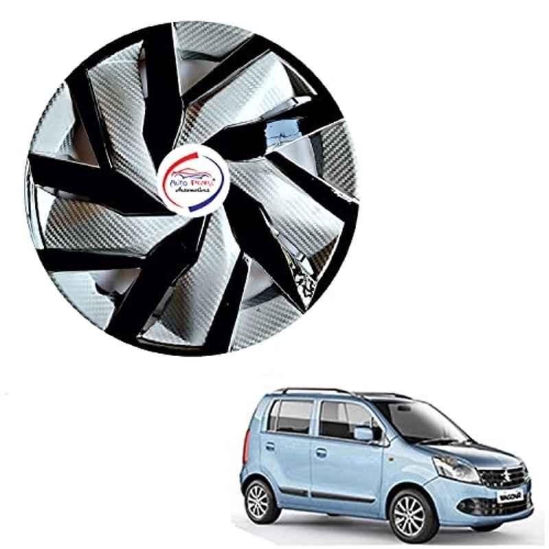 Auto Pearl 4 Pcs 13 inch ABS Black & Silver EGLS21 Hubcap Wheel Cover Set with Retention Ring for Maruti Suzuki WagonR 2010