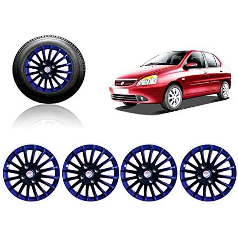 Auto Pearl 4 Pcs 14 inch ABS Black & Blue Car Wheel Cover Set for Tata Indigo
