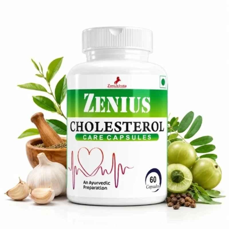 Zenius India 60 Pcs Cholesterol Care Capsule with Arjun, Vach, Sarpgandha, Jatamansi, Khursani Ajwain, Sonth & Pipal for Maintain Healthy Blood Cholesterol