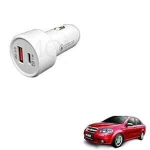 Kozdiko 3A 18W Plastic Fast Charging Mini Car Charger with Dual Output for Chevrolet Aveo