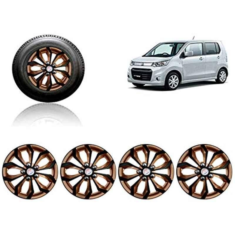 Auto Pearl 4 Pcs 13 inch ABS Black & Copper Press Fitting Wheel Cover Set for Maruti Suzuki WagonR Stingray