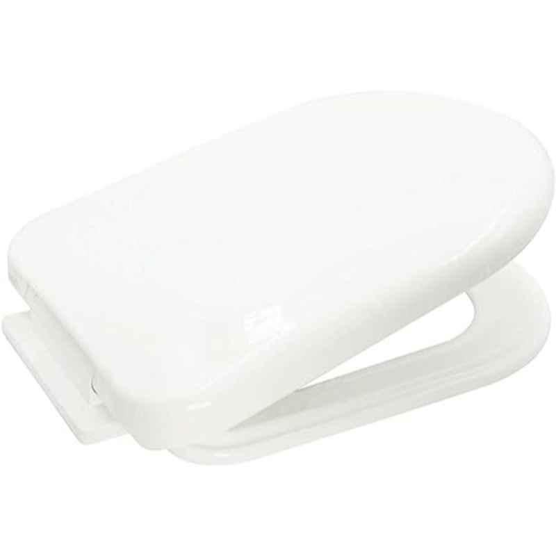 Reliable Electrical 43.9x35.6cm Plastic White D Shape Toilet Seat Cover with Lid