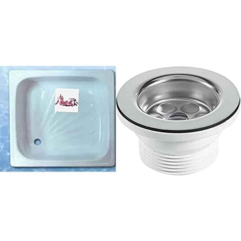 Abbasali 70x70 Fiber Shower Tray with 1.5 inch Waste Fittining
