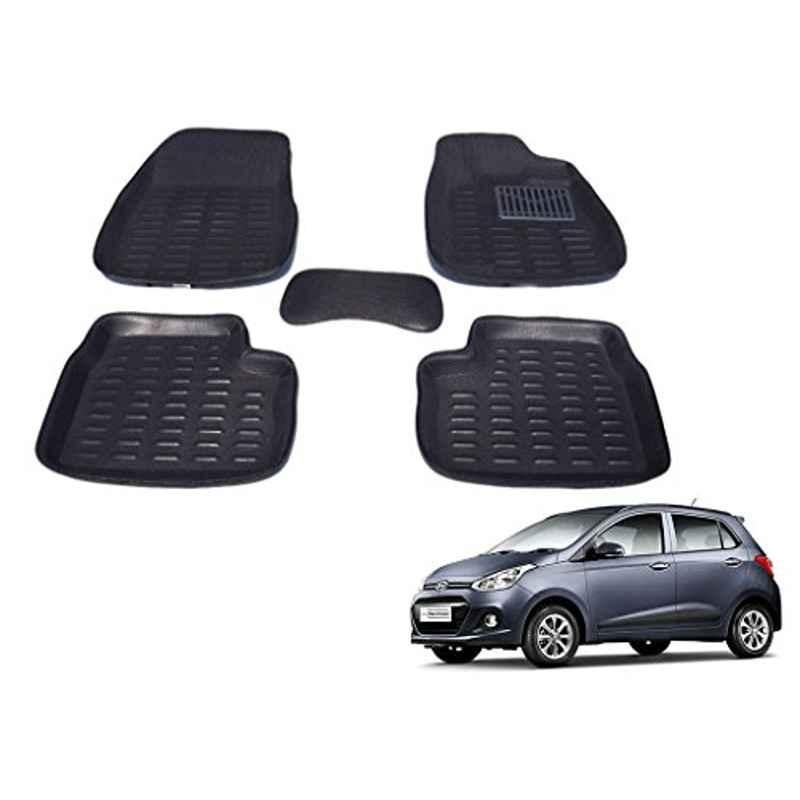 Kozdiko 5 Pcs 3D Black Car Foot Mat Set for Hyundai Grand i10, koz_16640
