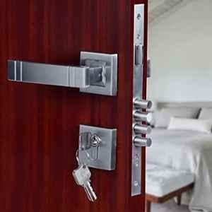 Voltizi Rose Stainless Steel Matt Finish 4 Latches Mortise Door Lock Handle Set with 3 Computer Keys, Sierra