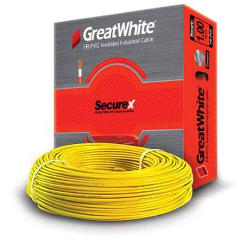 GreatWhite 1.5 Sqmm 90m Yellow Single Core FR-PVC Insulated Industrial Cable
