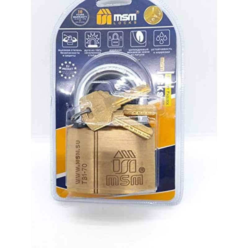 MSM 70mm Brass Spanish High Quality Pad Lock with 3 Keys