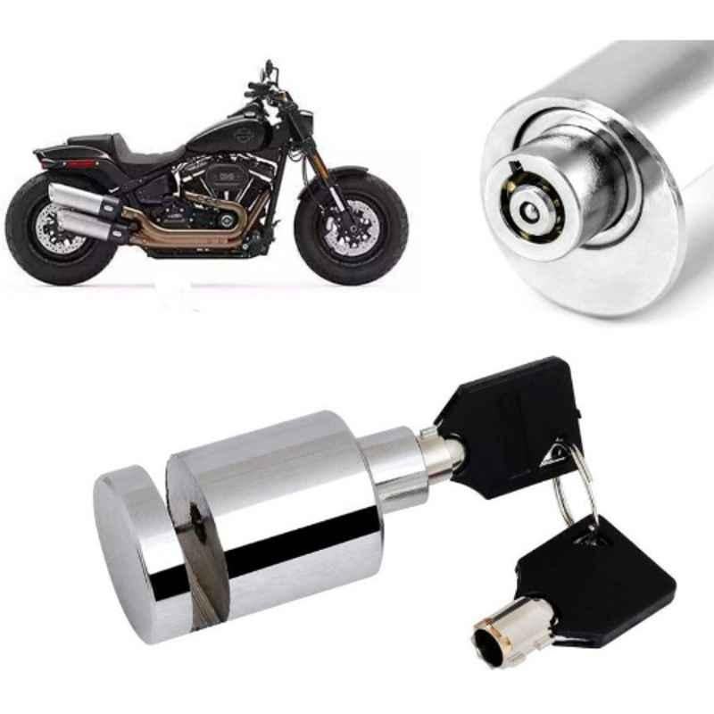 Auto Pearl Stainless Steel Silver Heavy Duty Anti Theft Motorcycle Disc Brake Lock, Lock-137