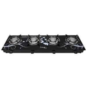 Sigri-Wala 4 Burner STL Toughened Glass Black Manual Gas Stove