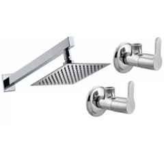 Senkiddpro Marc 2 Pcs Stainless Steel Chrome Finish Wall Mounted Angle Cock & 4x4 inch Overhead Shower Combo
