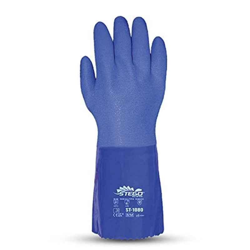 Stego PVC Chemical Resistant Gloves with Cotton Lining, ST-1080, Size: L