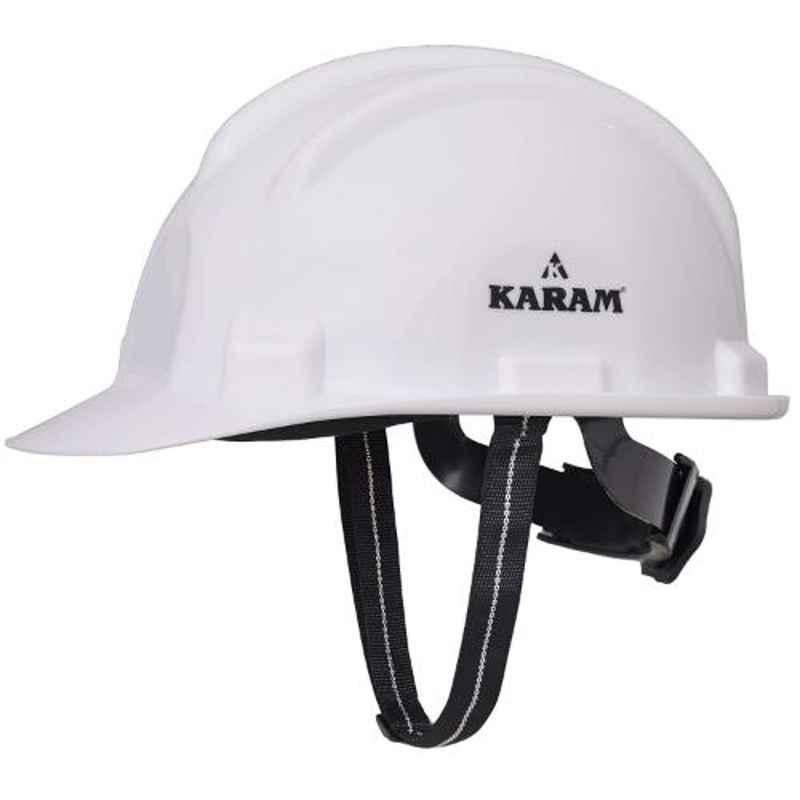 Karam White Plastic Cradle Ratchet Type Safety Helmet, PN-521 (Pack of 2)
