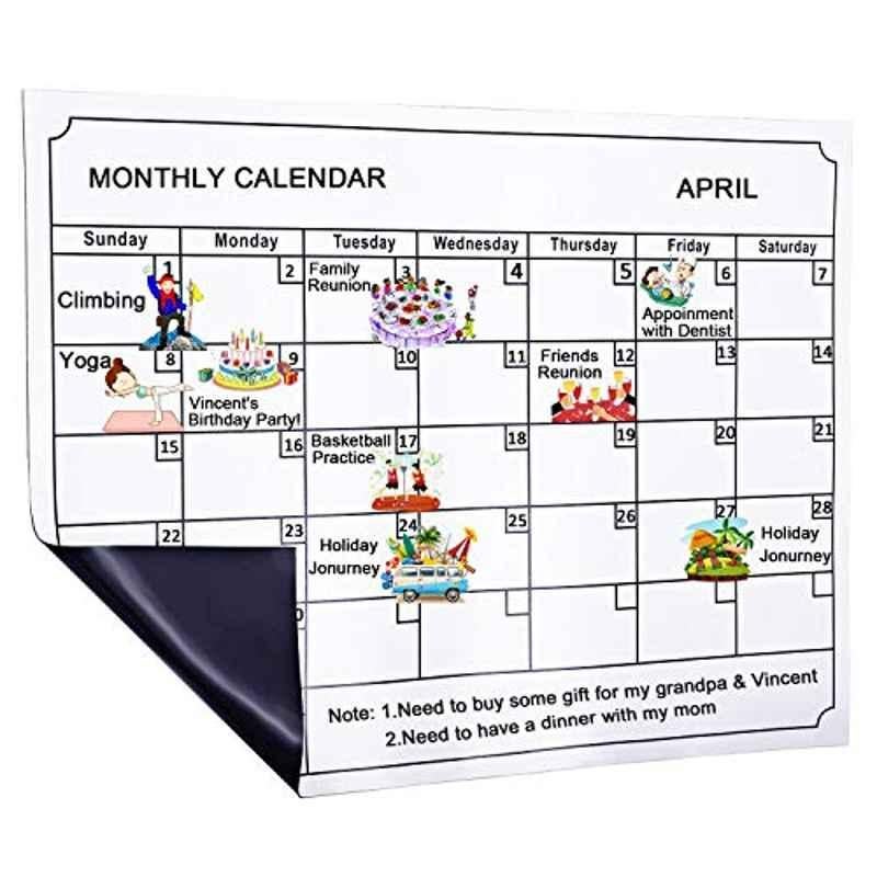 Rubik 11.81x15.75 inch White Daily Weekly Monthly Planner Fridge Board