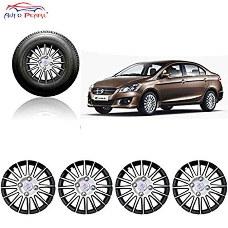 Auto Pearl 4 Pcs 15 inch ABS Silver & Black Car Wheel Cover Set for Maruti Suzuki Ciaz