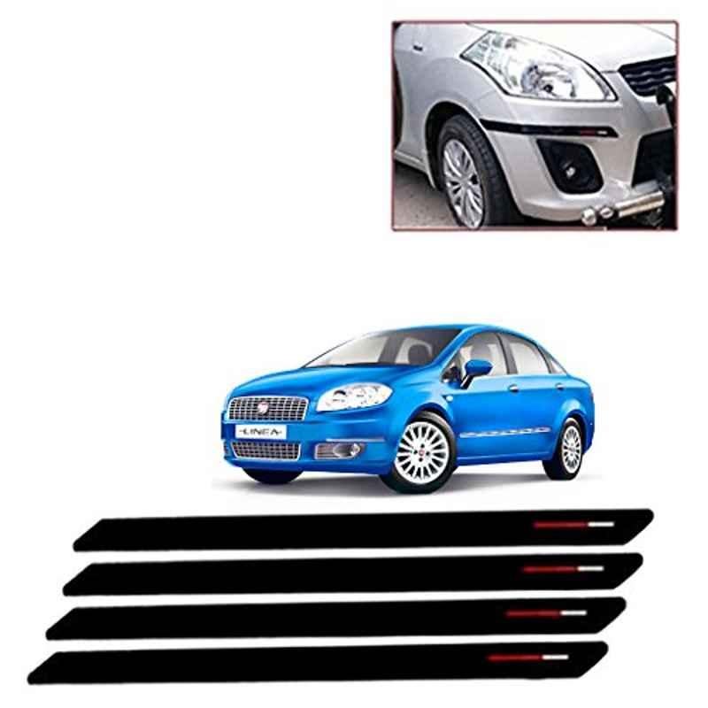 Kozdiko 4 Pcs Black & Red Bumper Protector Set for Fiat Linea Classic