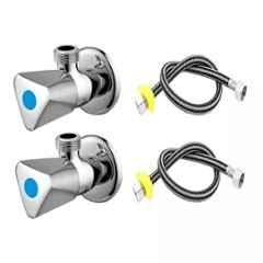 Fastgear 4 Pcs Triangle Stainless Steel Silver Chrome Finish Bathroom Faucet Set, FG2744